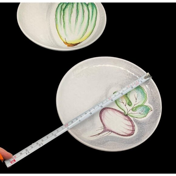 Vtg MCM FRATELLI FANCIULLACCI ITALY Vegetable Plates 8" Radish Lettuce Textured - Picture 8 of 10